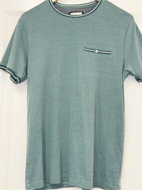 Cactus Man Men's Medium Heather Teal Tipped Short Sleeve Crewneck Pocket Tee